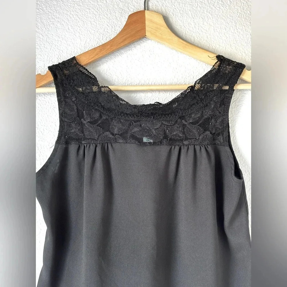 Lace Tank Sleeveless Black Work Blouse